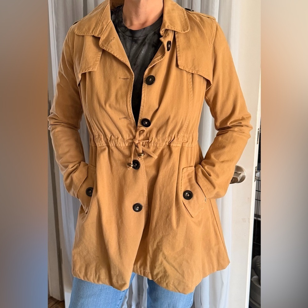 Rails Camel Buttoned Trench Coat Small - Picture 2 of 10